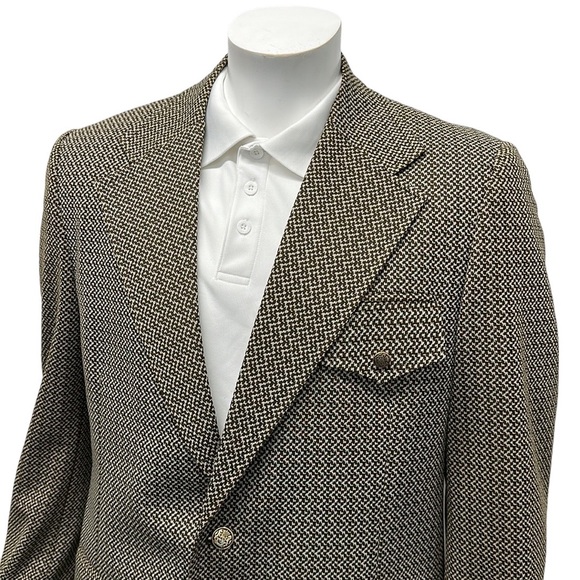 Vintage 70s Lee Dan Glorman's Brown Polyester Sports Coat Blazer Jacket 43R - Picture 6 of 13